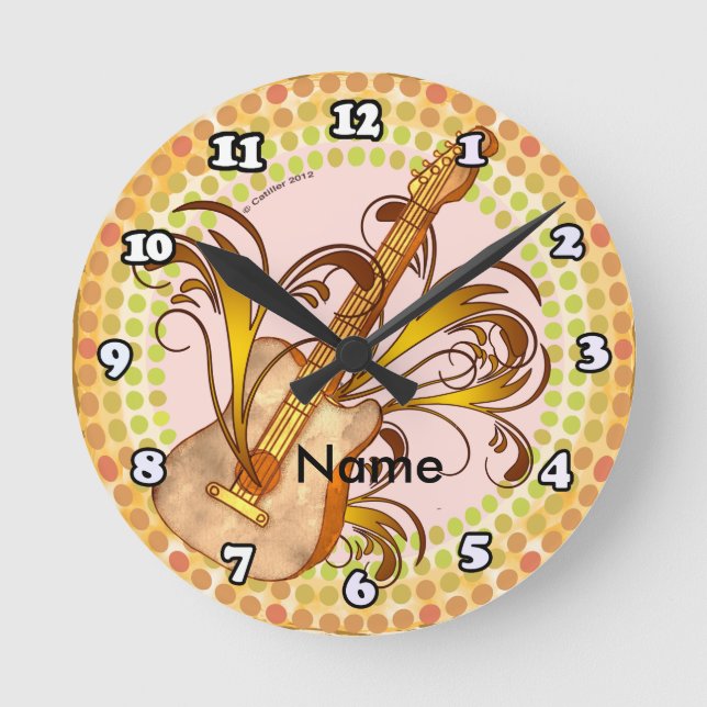 Gitarrenrhythmus Runde Wanduhr (Vorderseite)