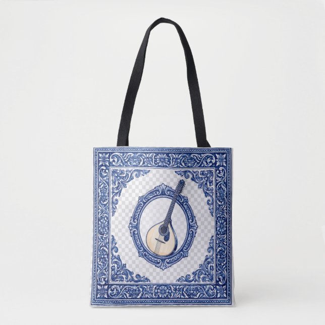 Gitarrenriemen mit Azulejo-Muster und Initiale (Vorderseite)