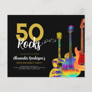 Gitarrenrock 50. Geburtstagsfeier Einladung Flyer
