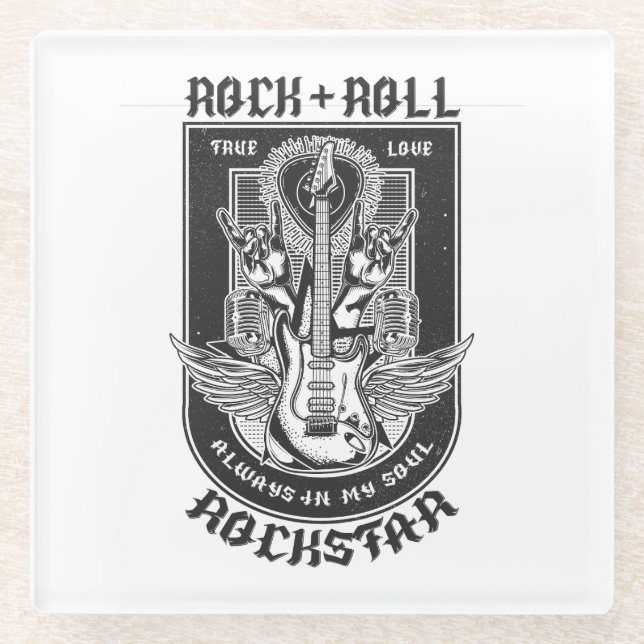 Gitarrenrock-Design Glasuntersetzer (Vorderseite)