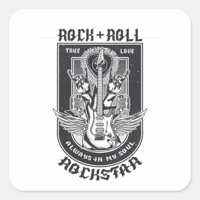 Gitarrenrock-Design Quadratischer Aufkleber (Vorderseite)
