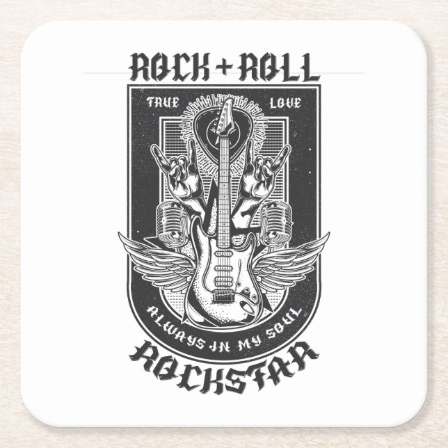 Gitarrenrock-Design Rechteckiger Pappuntersetzer (Vorderseite)