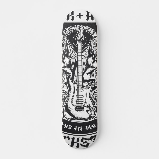 Gitarrenrock-Design Skateboard (Vorne)