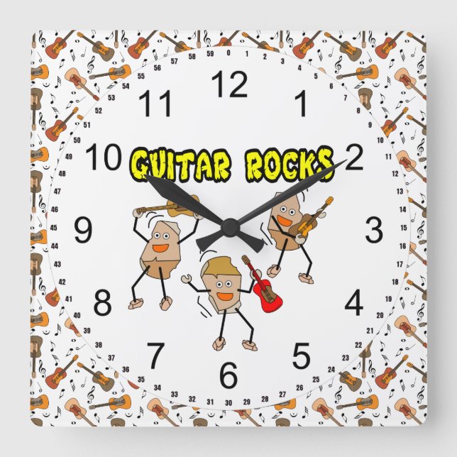 Gitarrenrocks Quadratische Wanduhr (Vorderseite)