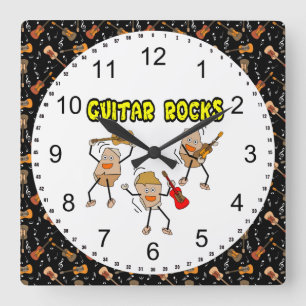 Gitarrenrocks Quadratische Wanduhr