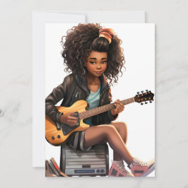 Gitarrenschwarze Mädchen Magie melanin braune Haut Einladung