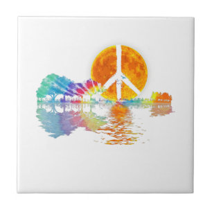 Gitarrensee Schatten Frieden Liebe Gitarre Hippie Fliese