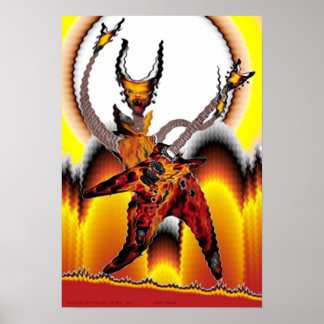 Gitarrenspieler aus der Weltraumreihe "Feuer" Poster
