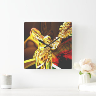 Gitarrenspieler FX Quadratische Wanduhr