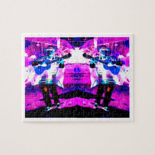 Gitarrenspieler Kunst Puzzle (Horizontal)