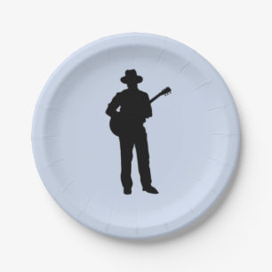 Gitarrenspieler mit Hut Pappteller