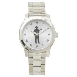 Gitarrenspieler mit schwarzen römischen Zahlen Armbanduhr