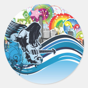 Gitarrenspieler ~ Rock Heavy Metal Band Music Runder Aufkleber