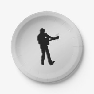 Gitarrenspieler Silver Pappteller