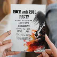 Gitarrenspieler und Rock and Roll Party Einladung