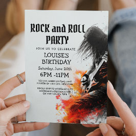 Gitarrenspieler und Rock and Roll Party Einladung