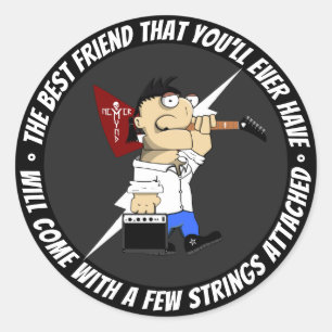 Gitarrenspieler unterwegs wieder Bestes Comic Runder Aufkleber