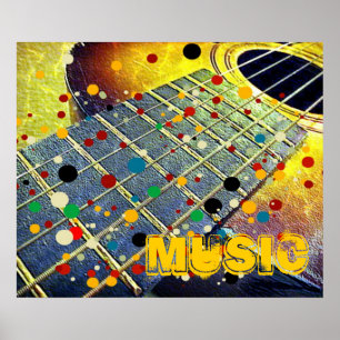 Gitarrenstrings Musik farbenfroh vintage Poster