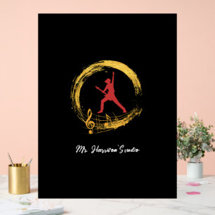 Gitarrenstudio Modernes Schwarz Akryllisches Zeich Acrylschild