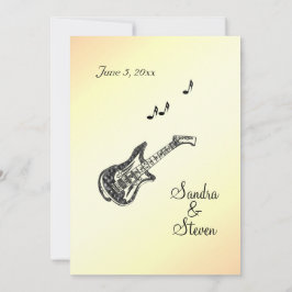 Gitarrenthema Gelbe Hochzeit Einladung