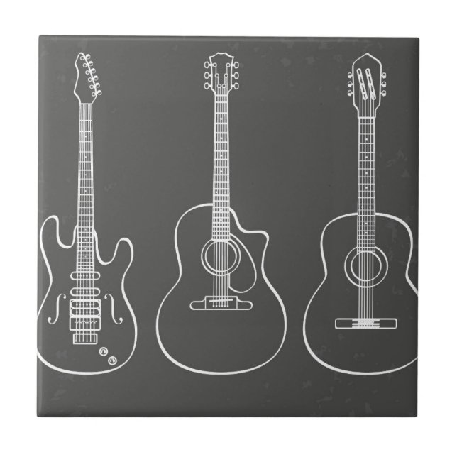 Gitarrentrio-Retro-Musik Fliese (Vorderseite)