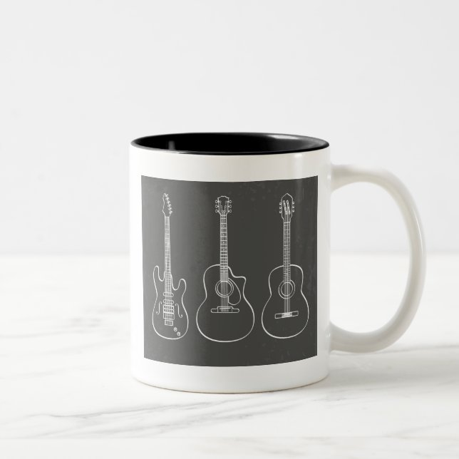 Gitarrentrio-Retro-Musik Zweifarbige Tasse (Rechts)