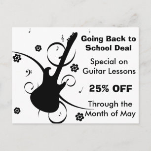 Gitarrenunterrichts-Angebot Postkarte