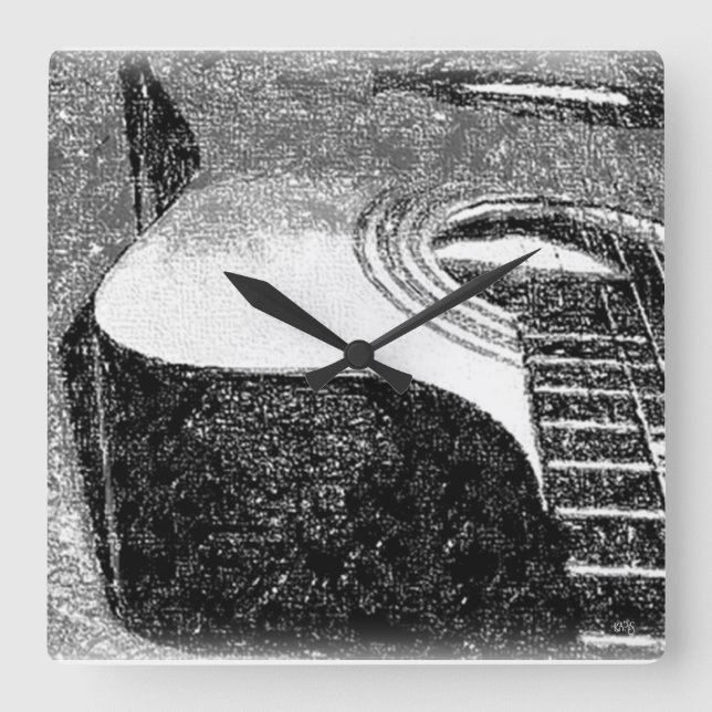 Gitarrenwall-Uhr Quadratische Wanduhr (Vorderseite)