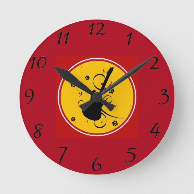 Gitarrenwall-Uhr Runde Wanduhr (Vorderseite)