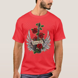Gitarrenwings-Rose stören Rock- und Roll-Musik T-Shirt