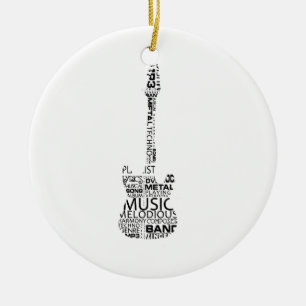 Gitarrenwortfülleschwarz-Musikbild Keramik Ornament
