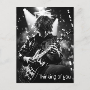 Gitarrist auf Bühne B&W Foto Postkarte
