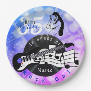 Gitarrist Birthday Theme Paper Plate HAMbWG Pappteller