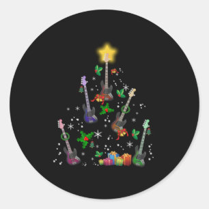 Gitarrist Christmas Tree Guitar Birthday Runder Aufkleber