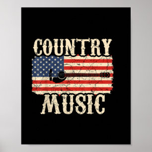 Gitarrist Country Gitarre American Flag Birth Poster