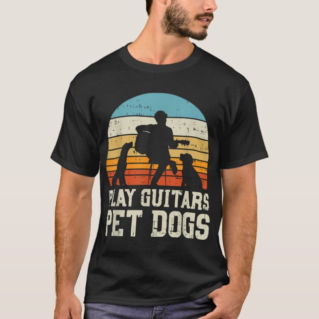 Gitarrist Dog Retro Music Gitarrist Animal T-Shirt (Vorderseite)