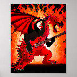 Gitarrist Dragon Wall Art Poster