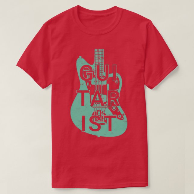 Gitarrist Electric Gitarre Surf grüne Farbe T-Shirt (Design vorne)