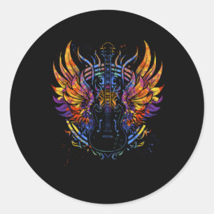 Gitarrist Gitarrist Colorful Runder Aufkleber