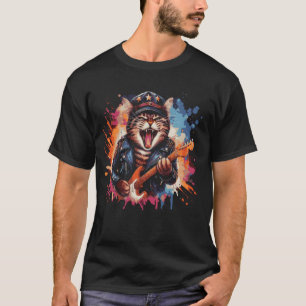 Gitarrist Katze - Lustige Rockmusik Katze T-Shirt