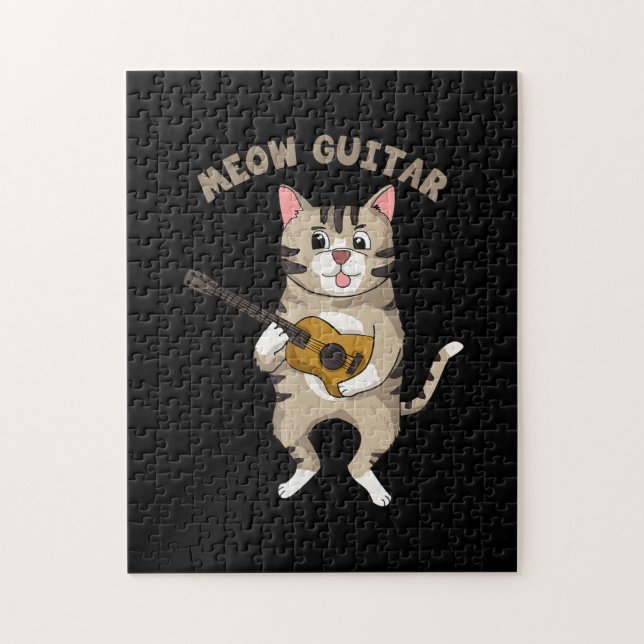 Gitarrist Meow Guitar Niedlich Cat Playing Gitarre Puzzle (Vertikal)