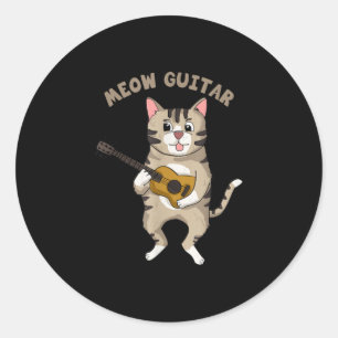 Gitarrist Meow Guitar Niedlich Cat Playing Gitarre Runder Aufkleber
