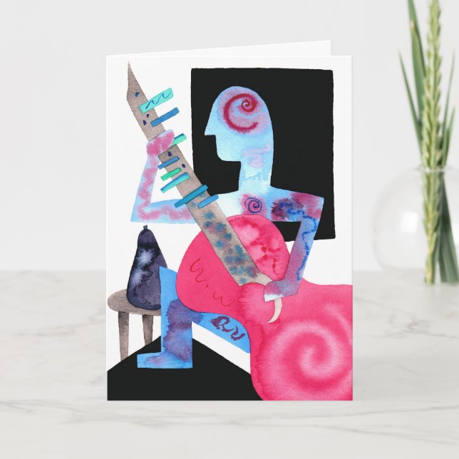 "Gitarrist mit Aubergine " Feiertagskarte (Vorderseite)