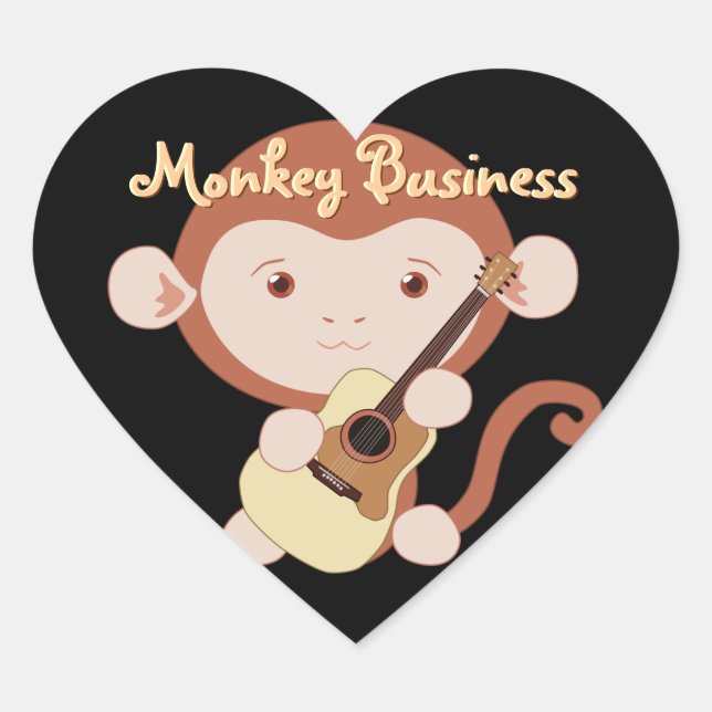 Gitarrist-Monkey-Stickers Herz-Aufkleber (Vorderseite)