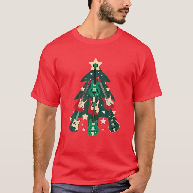 Gitarrist Musician Christmas Electric Gitarre Xmas T-Shirt (Vorderseite)