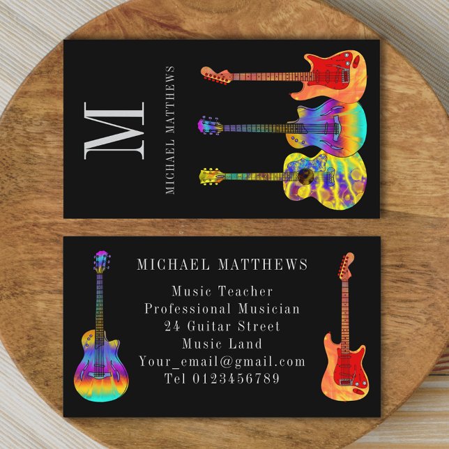 Gitarrist Musiker Custom Visitenkarte (Stylish guitar music teacher musician custom custom business card)