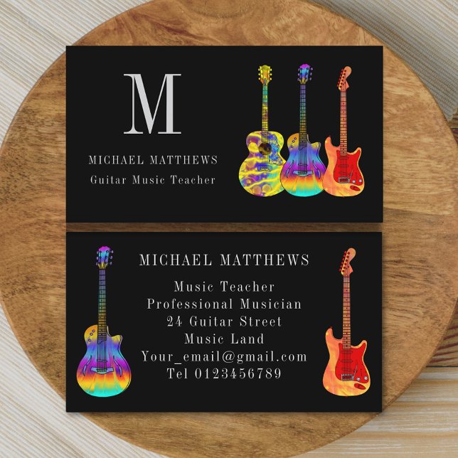 Gitarrist Musiker Custom Visitenkarte (Stylish guitar teacher musician custom business card)