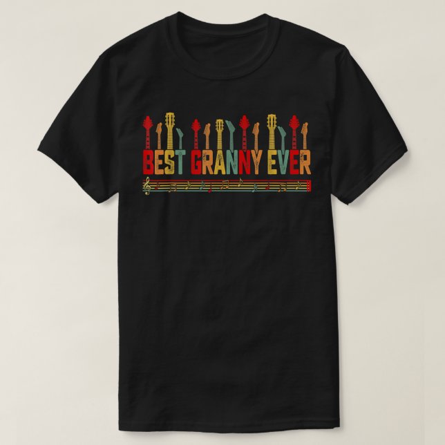 Gitarrist Mutter Beste Granny je Gitarrenmutter T-Shirt (Design vorne)