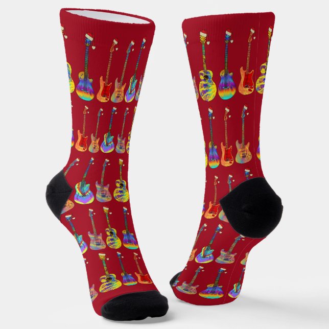 Gitarrist Red Christmas Socken (Gewinkelt)