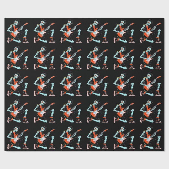 Gitarrist Robot Geschenkpapier (Flach)